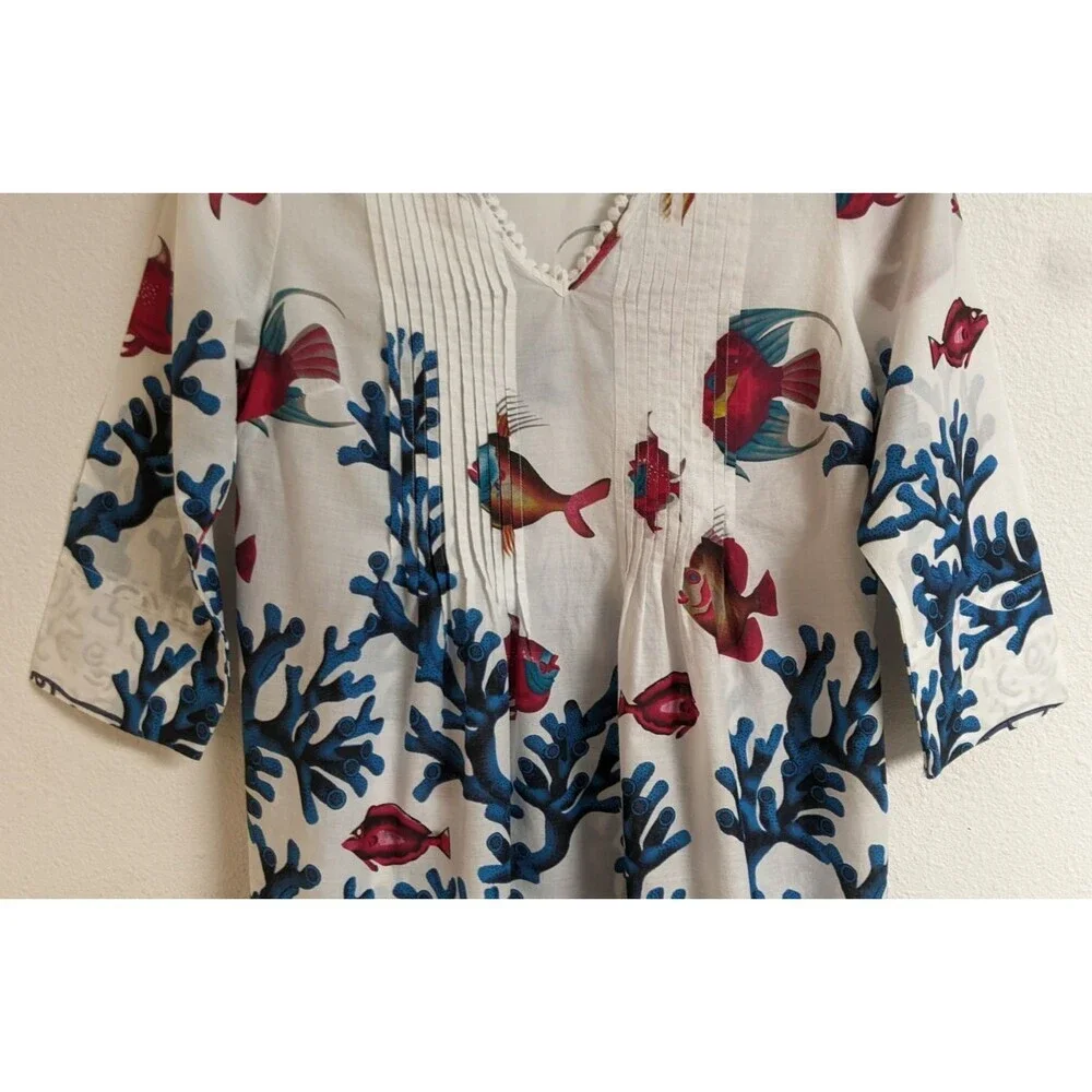 Women's Soft Surroundings Coral Reef Fish Seychelles Tunic/Dress/Cover-Up PXS - Picture 6 of 14